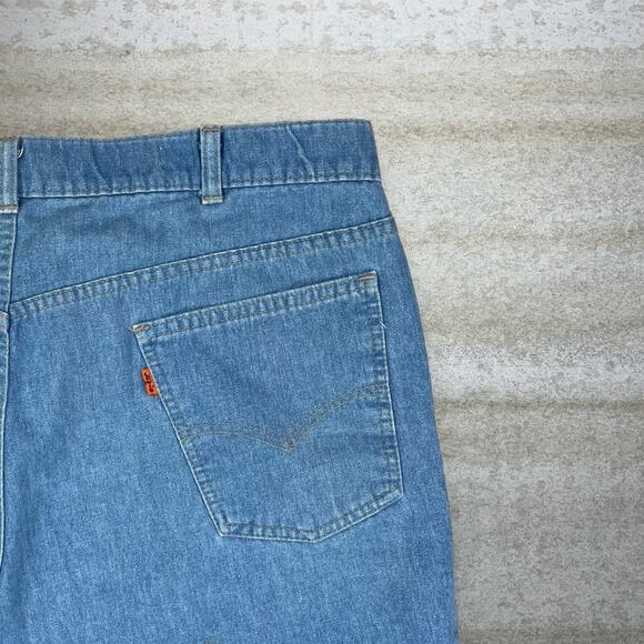 Vintage Orange Tab Levis Jeans Light Wash Denim Baggy Wide Leg Fit 70s - Picture 3 of 5